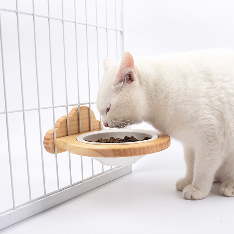 Ceramic Pet Bowl with Wooden Stand Ceramic Pet Bowl with Wooden Stand