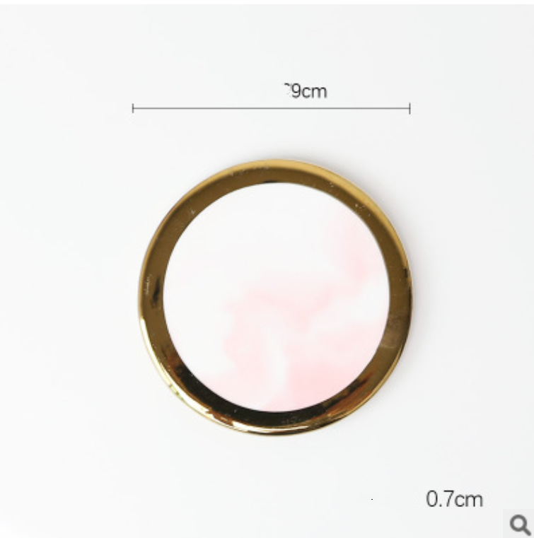 Marble-Look Ceramic Coaster with Gold Edge Marble-Look Ceramic Coaster with Gold Edge
