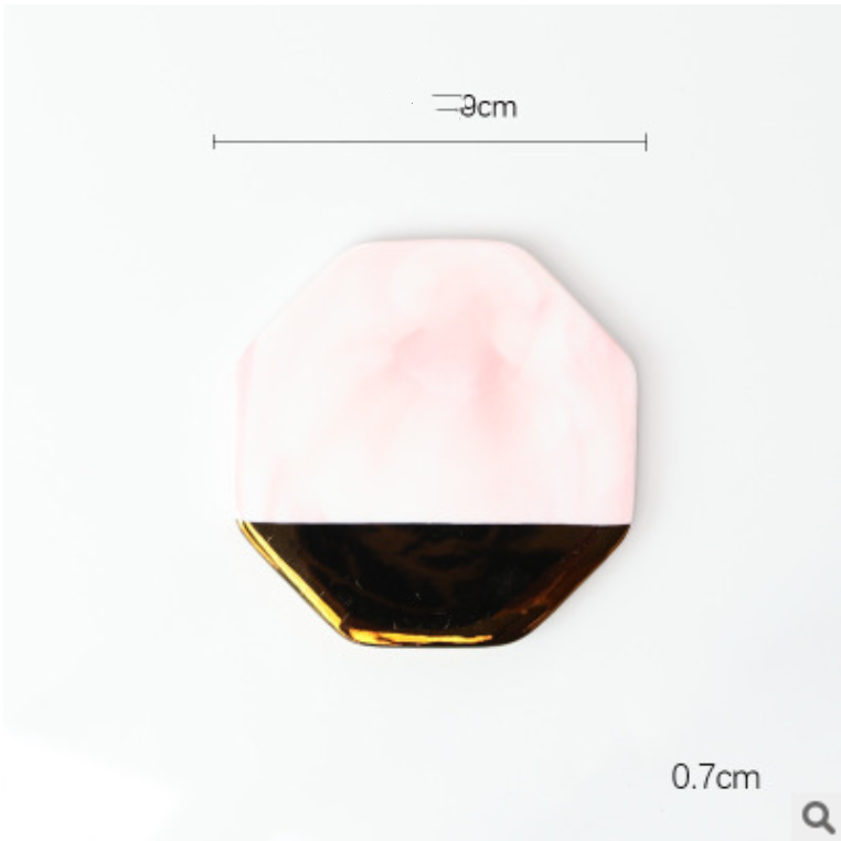 Marble-Look Ceramic Coaster with Gold Edge Marble-Look Ceramic Coaster with Gold Edge