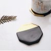 Marble-Look Ceramic Coaster with Gold Edge Marble-Look Ceramic Coaster with Gold Edge