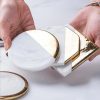 Marble-Look Ceramic Coaster with Gold Edge Marble-Look Ceramic Coaster with Gold Edge