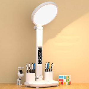 Rechargeable LED Desk Lamp with Clock